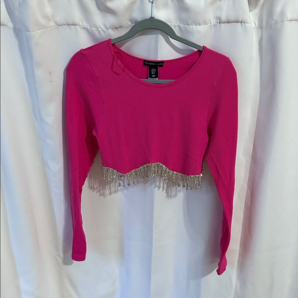 Hot Pink Fringe Blouse